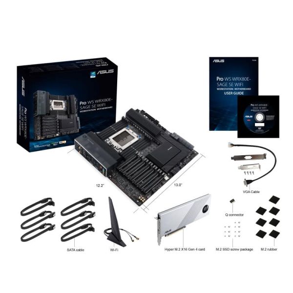 ASUS WRX80E-SAGE SE WIFI AMD WRX80 Socket SP3 Verlengd ATX (90MB1590-M0EAY0)