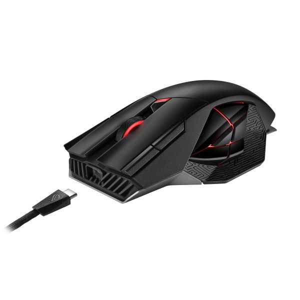 ASUS ROG Spatha X muis Gamen Rechtshandig RF Wireless + USB Type-C Optisch 19000 DPI (90MP0220-BMUA00)