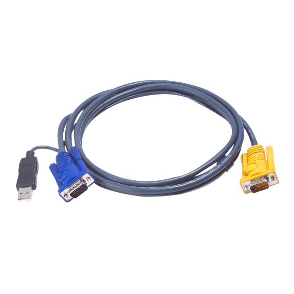 ATEN 1.8M USB KVM Kabel met 3 in 1 SPHD en ingebouwde PS/2 naar USB omzetter (2L-5202UP)
