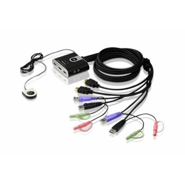 ATEN 2-poorts USB HDMI-/audiokabel KVM-switch met externe poortselectieschakelaar (CS-692)