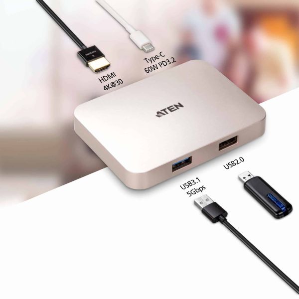 ATEN USB-C 4K Ultra Mini Dock met Power Pass-Through (UH3235-AT)