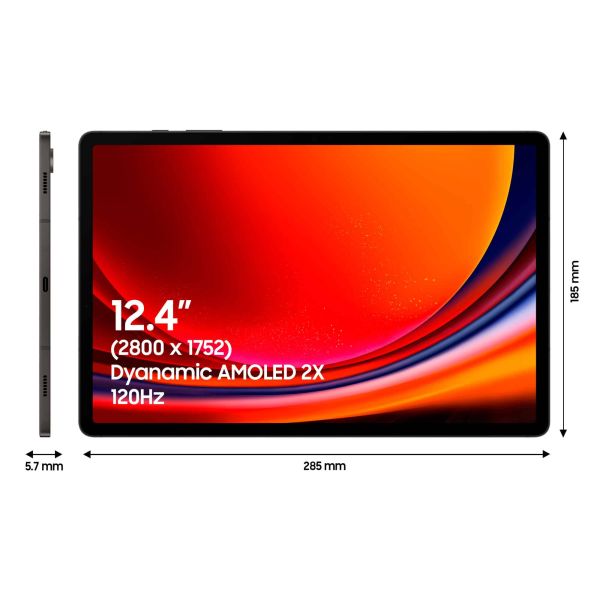 Samsung Galaxy Tab S9+ SM-X810N 256 GB 31,5 cm (12.4") Qualcomm Snapdragon 12 GB Wi-Fi 6 (802.11ax) Android 13 Grafiet (SM-X810NZAAEUB)
