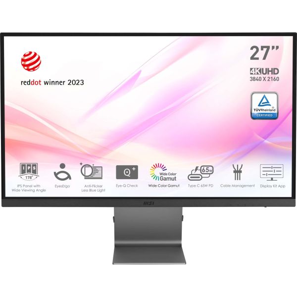 MSI Modern MD271UL computer monitor 68,6 cm (27") 3840 x 2160 Pixels 4K Ultra HD Grijs (9S6-3PB8CH-003)