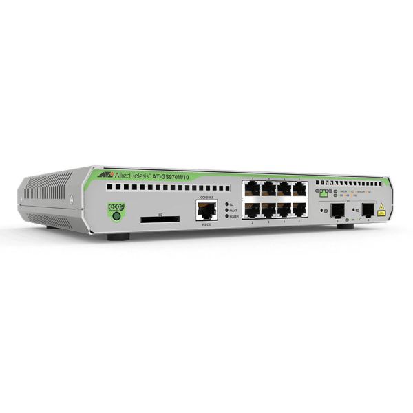 Allied Telesis AT-GS970M/10PS-30 netwerk-switch Managed L3 10G Ethernet (100/1000/10000) Power over Ethernet (PoE) Grijs (AT-GS970M/10PS-30)