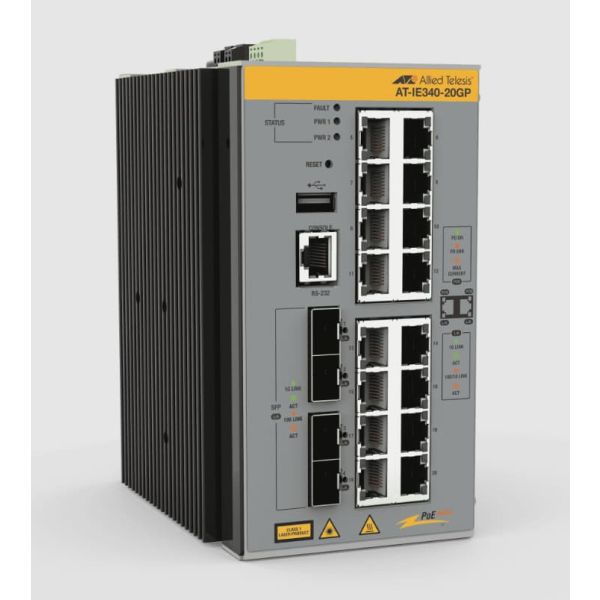Allied Telesis AT-IE340-20GP-980 netwerk-switch Managed L3 Gigabit Ethernet (10/100/1000) Power over Ethernet (PoE) Grijs (IE340-20GP-980)