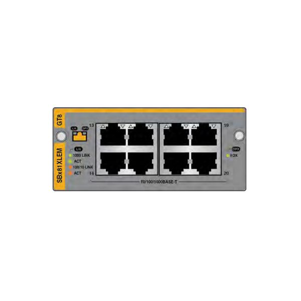 Allied Telesis AT-SBX81XLEM/GT8 network switch module Gigabit Ethernet (SBX81XLEM/GT8) Allied Telesis AT-SBX81XLEM/GT8 network switch module Gigabit Ethernet (SBX81XLEM/GT8)