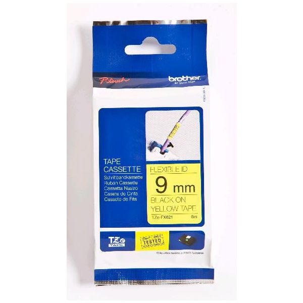 Brother TZe-FX621 labelprinter-tape Zwart op geel (TZE-FX621) Brother TZe-FX621 labelprinter-tape Zwart op geel (TZE-FX621)