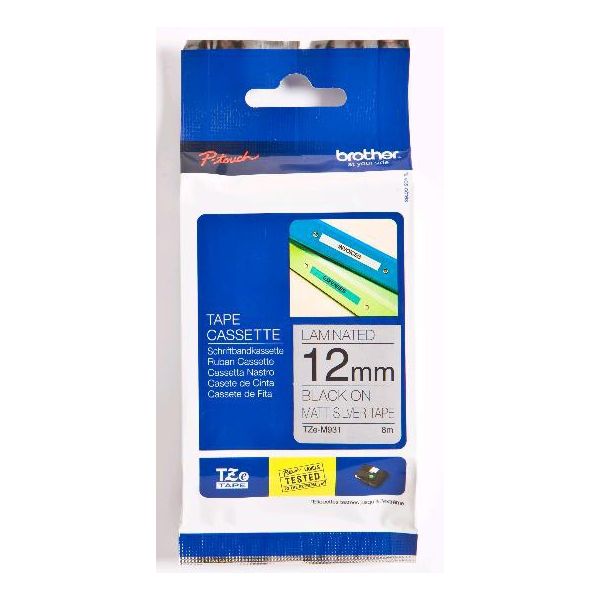 Brother TZe-M931 labelprinter-tape Zwart op zilver (TZE-M931) Brother TZe-M931 labelprinter-tape Zwart op zilver (TZE-M931)