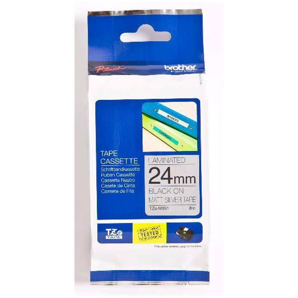 Brother TZe-M951 labelprinter-tape Zwart op zilver (TZE-M951) Brother TZe-M951 labelprinter-tape Zwart op zilver (TZE-M951)