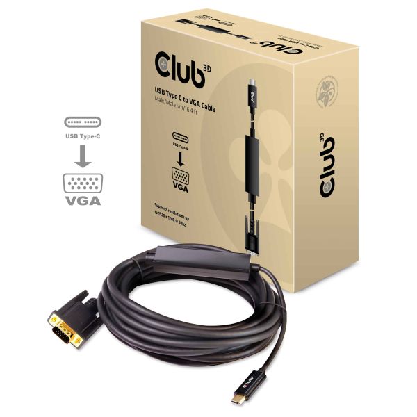 CLUB3D USB Type C to VGA Active Cable M/M 5m/ (CAC-1512)