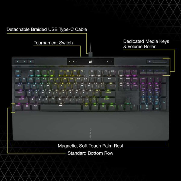 Corsair K70 PRO toetsenbord USB QWERTY US International Zwart (CH-910941A-NA)