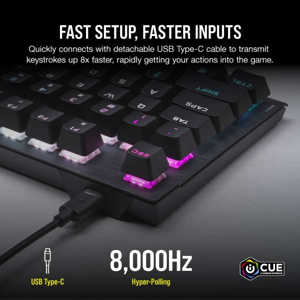 Corsair K60 PRO TKL toetsenbord USB QWERTY US International Zwart (CH-911D01A-NA)