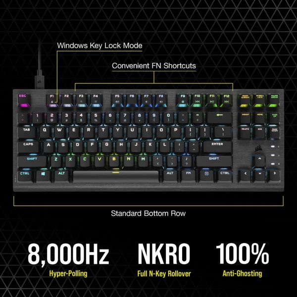 Corsair K60 PRO TKL toetsenbord USB QWERTY US International Zwart (CH-911D01A-NA)