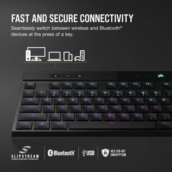 Corsair K100 AIR toetsenbord USB + RF Wireless + Bluetooth QWERTY Engels Zwart (CH-913A01U-NA)