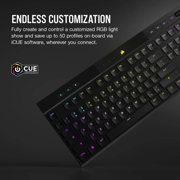 Corsair K100 AIR toetsenbord USB + RF Wireless + Bluetooth QWERTY Engels Zwart (CH-913A01U-NA)