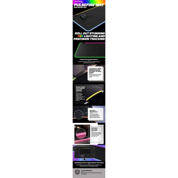 HyperX Pulsefire Mat - RGB-muismat voor gaming - stof (XL) (4S7T2AA)