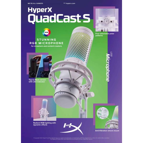 HyperX QuadCast S Wit (519P0AA)