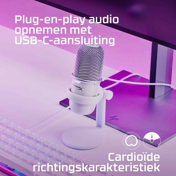 HyperX SoloCast - USB Microphone (White) Wit Microfoon voor spelcomputers (519T2AA)