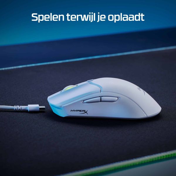 HyperX Pulsefire Haste 2 - draadloze gamingmuis (wit) (6N0A9AA)