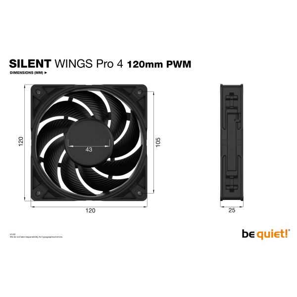 be quiet! SILENT WINGS PRO 4 | 120mm PWM Computer behuizing Ventilator 12 cm Zwart 1 stuk(s) (BL098)