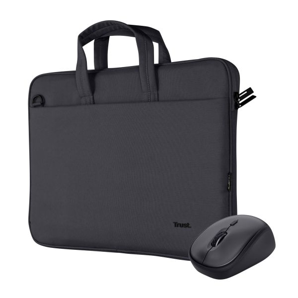 Trust Bologna laptop schoudertas 16 inch - Laptop schoudertas – Voor laptops tot 16 inch – Gerecycled materiaal – Zwart (24988)