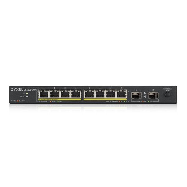 Zyxel GS1100-10HP v2 Unmanaged Gigabit Ethernet (10/100/1000) Power over Ethernet (PoE) Zwart (GS110010HPEU0102F) Zyxel GS1100-10HP v2 Unmanaged Gigabit Ethernet (10/100/1000) Power over Ethernet (PoE) Zwart (GS110010HPEU0102F)