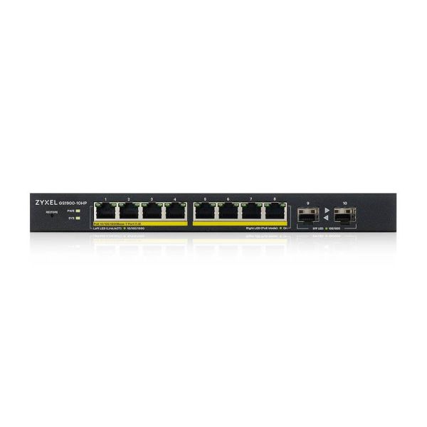 Zyxel GS1900-10HP Managed L2 Gigabit Ethernet (10/100/1000) Power over Ethernet (PoE) Zwart (GS1900-10HPEU0102F) Zyxel GS1900-10HP Managed L2 Gigabit Ethernet (10/100/1000) Power over Ethernet (PoE) Zwart (GS1900-10HPEU0102F)
