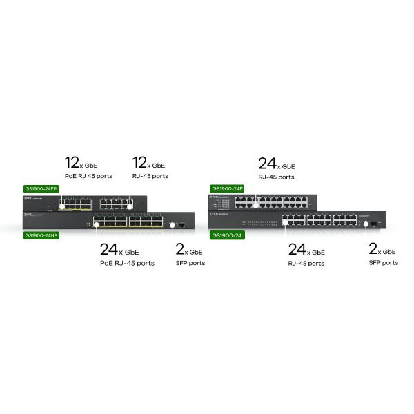 Zyxel GS1900-24EP Managed L2 Gigabit Ethernet (10/100/1000) Power over Ethernet (PoE) Zwart (GS1900-24EP-EU0101)