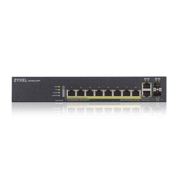 Zyxel GS1920-8HPV2 Managed Gigabit Ethernet (10/100/1000) Power over Ethernet (PoE) Zwart (GS1920-8HPV2-EU010) Zyxel GS1920-8HPV2 Managed Gigabit Ethernet (10/100/1000) Power over Ethernet (PoE) Zwart (GS1920-8HPV2-EU010)