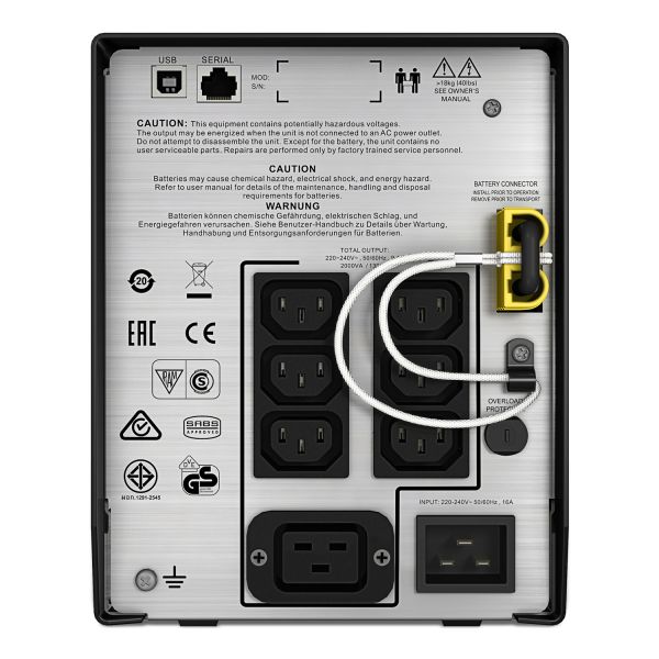 APC Smart-UPS SMC2000I Noodstroomvoeding - 6x C13, 1x C19, USB, 2000VA (SMC2000I) 5/9 APC Smart-UPS SMC2000I Noodstroomvoeding - 6x C13, 1x C19, USB, 2000VA (SMC2000I)