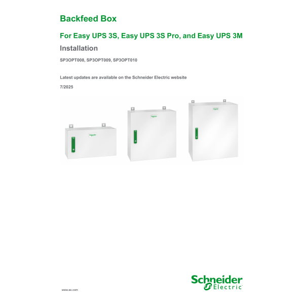 APC Backfeed Box 275A 3F Power Connectie Onderaan (SP3OPT009)