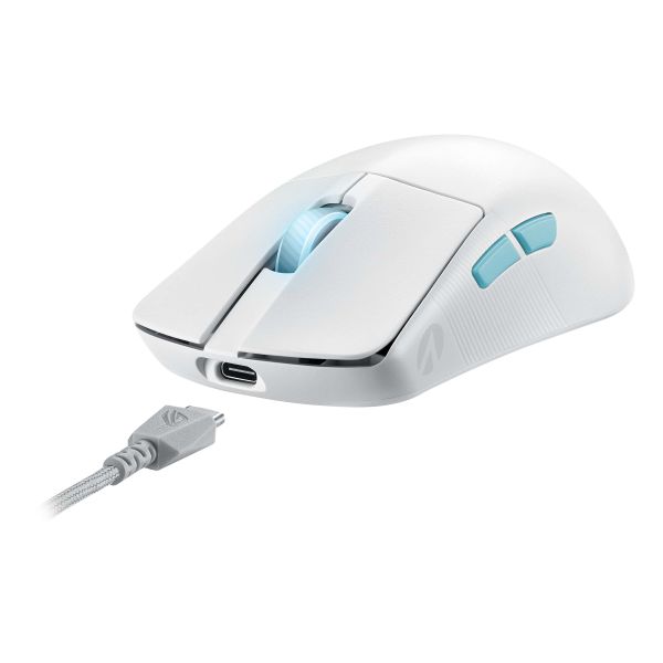 ASUS ROG Harpe Ace Aim Lab Edition muis Ambidextrous RF Wireless + Bluetooth + USB Type-C Opto-mechanisch 36000 DPI (90MP02W0-BMUA10)