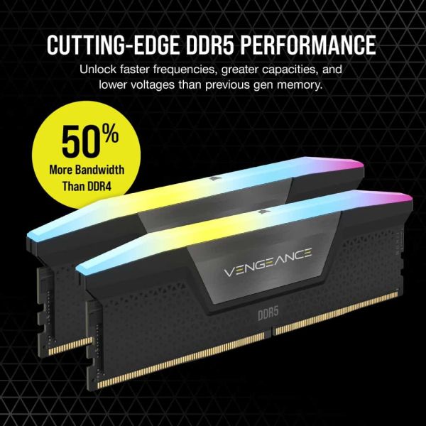 Corsair DDR5 96GB PC 6800 CL40 KIT (2x48GB) VENGEANCE RGB B retail geheugenmodule 4800 MHz (CMH96GX5M2B6800C40)