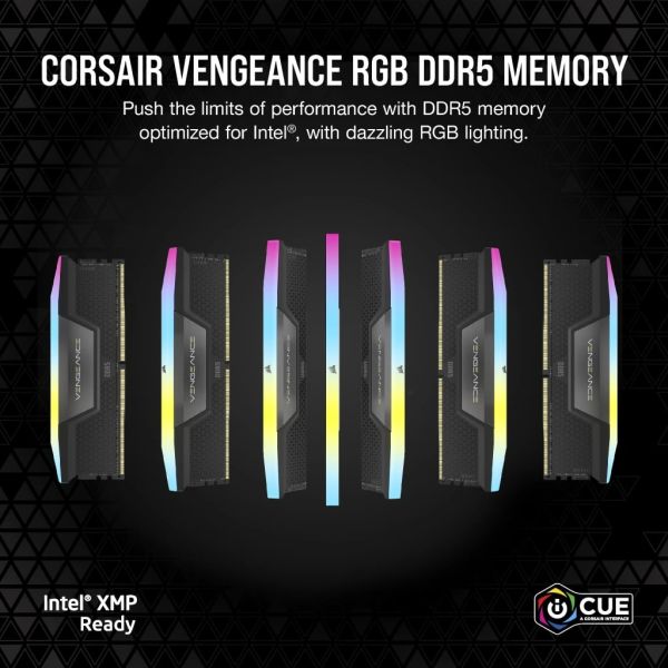 Corsair DDR5 96GB PC 6800 CL40 KIT (2x48GB) VENGEANCE RGB B retail geheugenmodule 4800 MHz (CMH96GX5M2B6800C40)