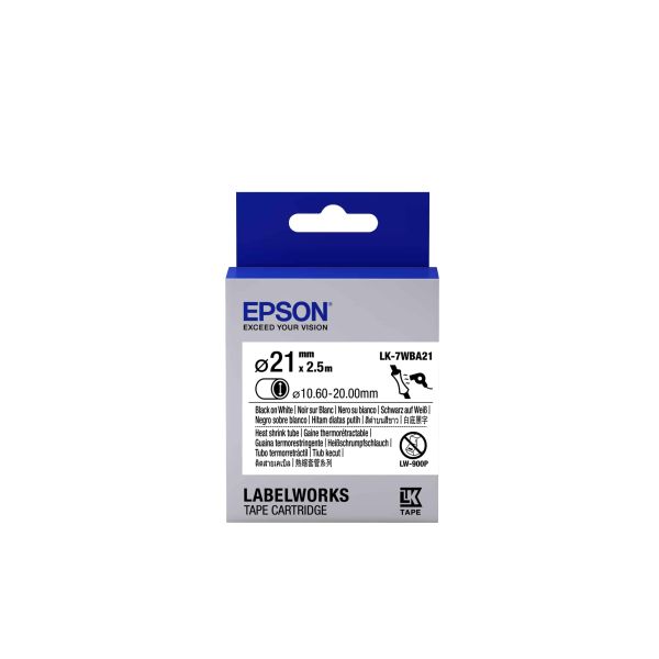 Epson Label Cartridge Heat Shrink Tube (HST) LK-7WBA21, zwart/wit D21 mm (2,5 m) (C53S657903) Epson Label Cartridge Heat Shrink Tube (HST) LK-7WBA21, zwart/wit D21 mm (2,5 m) (C53S657903)