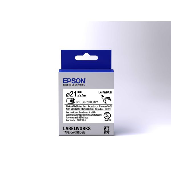 Epson Label Cartridge Heat Shrink Tube (HST) LK-7WBA21, zwart/wit D21 mm (2,5 m) (C53S657903)