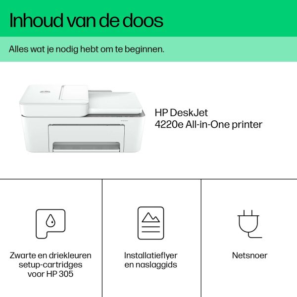 HP HP DeskJet 4220e All-in-One printer, Kleur, Printer voor Home, Printen, kopiëren, scannen, HP+; Geschikt voor HP Instant Ink; Scan naar pdf (588K4B#629)