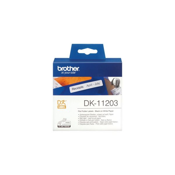 Brother Dossiermaplabels papier 17 x 87 mm (DK11203) Brother Dossiermaplabels papier 17 x 87 mm (DK11203)