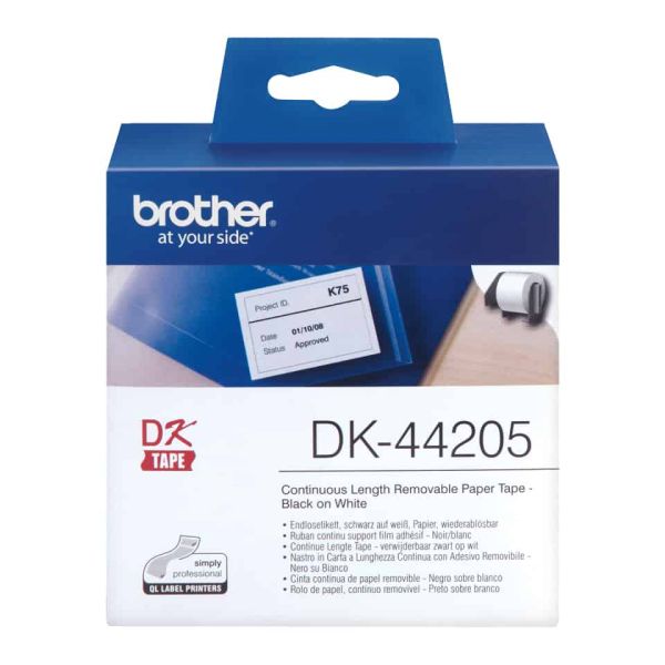Brother Verwijderbare witte papiertape 62 mm (DK44205)