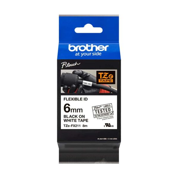Brother TZE-FX211 labelprinter-tape Zwart op wit (TZE-FX211)