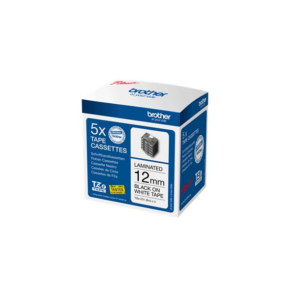 Brother TZE-231M5 labelprinter-tape Zwart op wit (TZE231M5) Brother TZE-231M5 labelprinter-tape Zwart op wit (TZE231M5)
