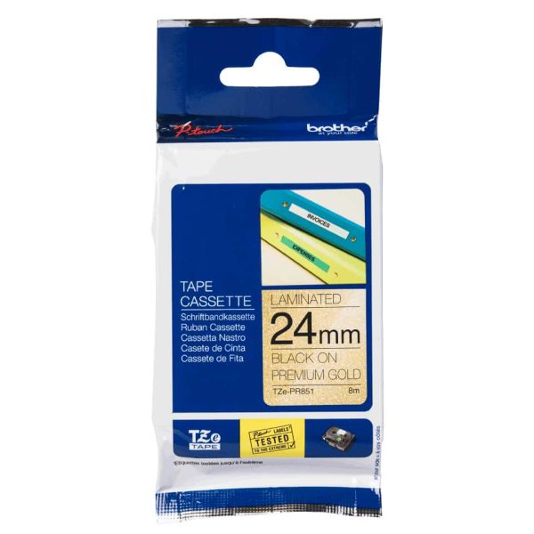 Brother TZe-PR851 labelprinter-tape Zwart op goud (TZEPR851)