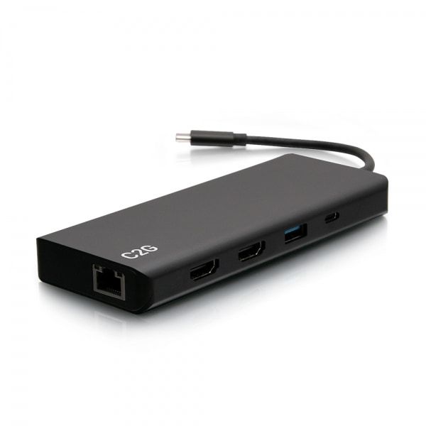C2G USB-C® 9-in-1 Dual Display Docking Station met HDMI®, Ethernet, USB, 3,5 mm audio- en stroomtoevoer tot 60W - 4K 30Hz (TAA-conform) (C2G54488) C2G USB-C® 9-in-1 Dual Display Docking Station met HDMI®, Ethernet, USB, 3,5 mm audio- en stroomtoevoer tot 60W - 4K 30Hz (TAA-conform) (C2G54488)