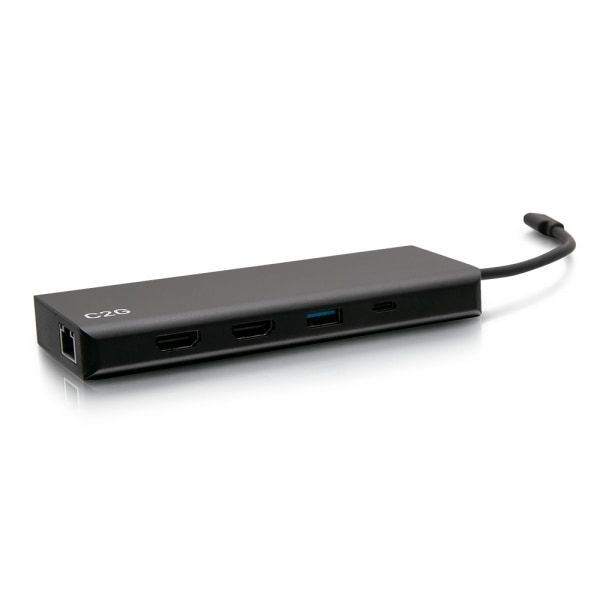 C2G USB-C® 9-in-1 Dual Display Docking Station met HDMI®, Ethernet, USB, 3,5 mm audio- en stroomtoevoer tot 60W - 4K 30Hz (TAA-conform) (C2G54488)
