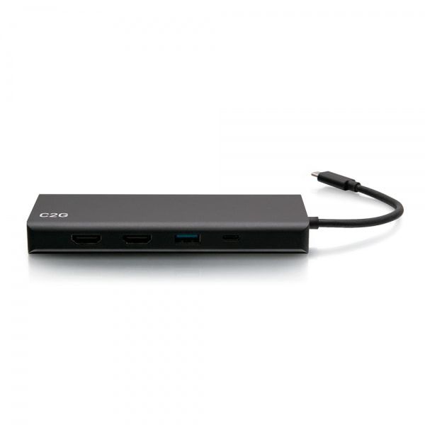 C2G USB-C® 9-in-1 Dual Display Docking Station met HDMI®, Ethernet, USB, 3,5 mm audio- en stroomtoevoer tot 60W - 4K 30Hz (TAA-conform) (C2G54488)