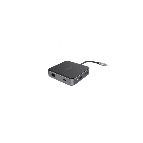 Acer HP.DSCAB.013 laptop dock & poortreplicator Bedraad USB 3.2 Gen 1 (3.1 Gen 1) Type-C Koolstof, Zilver (HP.DSCAB.013)