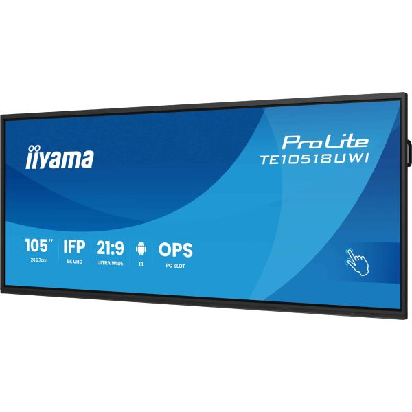 iiyama TE10518UWI-B1AG beeldkrant Kiosk-ontwerp 2,66 m (104.6") LED Wifi 450 cd/m² 5K Ultra HD Zwart Touchscreen Type processor Android 16/7 (TE10518UWI-B1AG) 9/10 iiyama TE10518UWI-B1AG beeldkrant Kiosk-ontwerp 2,66 m (104.6") LED Wifi 450 cd/m² 5K Ultra HD Zwart Touchscreen Type processor Android 16/7