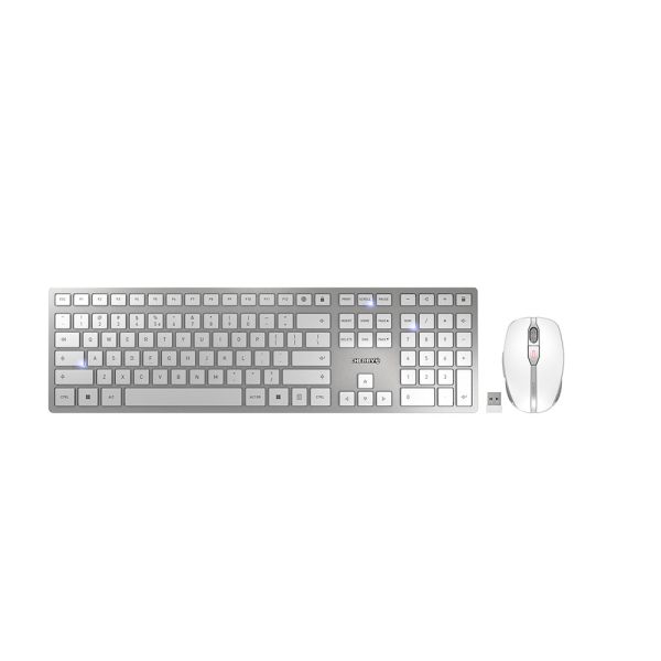 CHERRY DW 9100 SLIM toetsenbord Inclusief muis RF-draadloos + Bluetooth QWERTY Amerikaans Engels Zilver (JD-9100EU-1) CHERRY DW 9100 SLIM toetsenbord Inclusief muis RF-draadloos + Bluetooth QWERTY Amerikaans Engels Zilver (JD-9100EU-1)