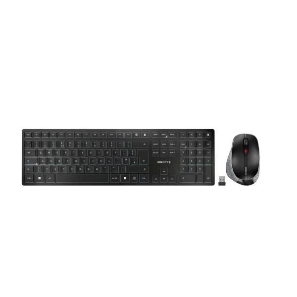 CHERRY DW 9500 SLIM toetsenbord Inclusief muis RF-draadloos + Bluetooth QWERTY Engels Zwart, Grijs (JD-9500GB-2)