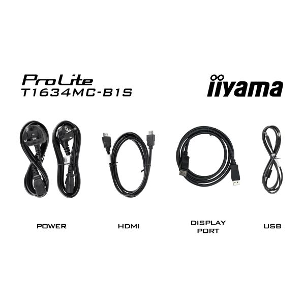 iiyama ProLite T1634MC-B1S computer monitor 39,6 cm (15.6") 1920 x 1080 Pixels Full HD LED Touchscreen Zwart (T1634MC-B1S) iiyama ProLite T1634MC-B1S computer monitor 39,6 cm (15.6") 1920 x 1080 Pixels Full HD LED Touchscreen Zwart (T1634MC-B1S)